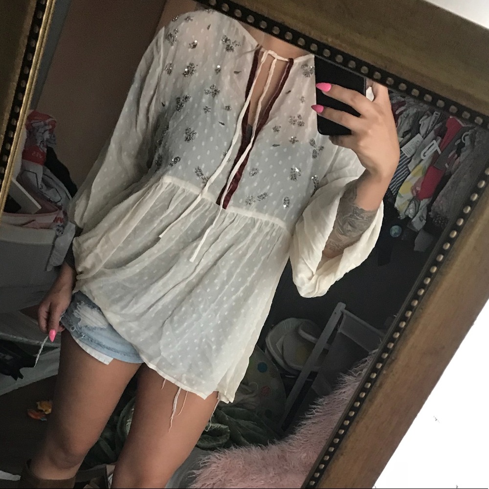 Zara sheer long sleeve top